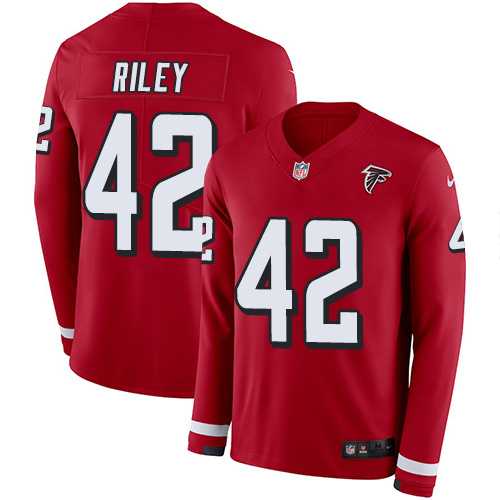 Nike Atlanta Falcons #42 Duke Riley Red Team Color Men's Stitched NFL Limited Therma Long Sleeve Jersey