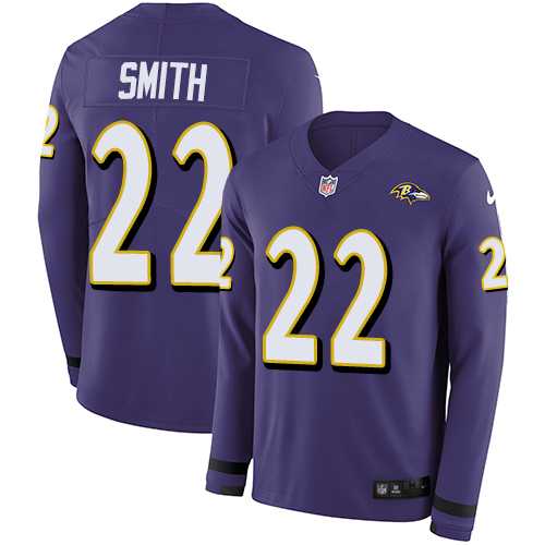 Nike Baltimore Ravens #22 Jimmy Smith Purple Team Color Men's Stitched NFL Limited Therma Long Sleeve Jersey