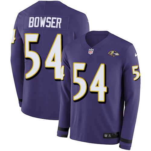 Nike Baltimore Ravens #54 Tyus Bowser Purple Team Color Men's Stitched NFL Limited Therma Long Sleeve Jersey