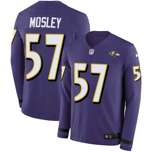 Nike Baltimore Ravens #57 C.J. Mosley Purple Team Color Men's Stitched NFL Limited Therma Long Sleeve Jersey