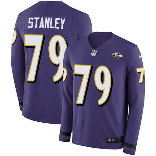 Nike Baltimore Ravens #79 Ronnie Stanley Purple Team Color Men's Stitched NFL Limited Therma Long Sleeve Jersey