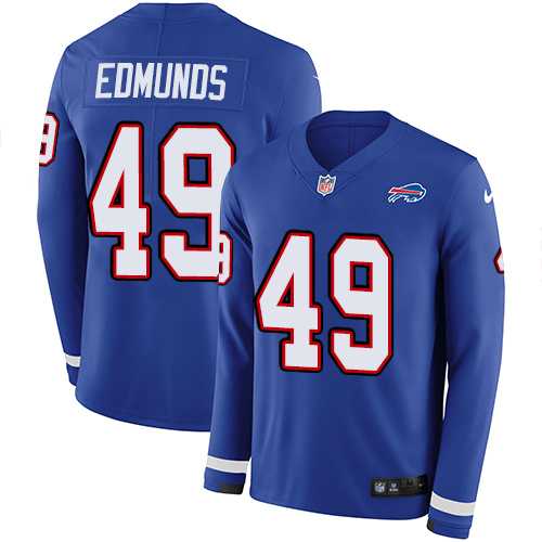 Nike Buffalo Bills #49 Tremaine Edmunds Royal Blue Team Color Men's Stitched NFL Limited Therma Long Sleeve Jersey