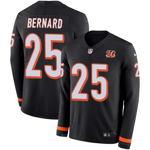 Nike Cincinnati Bengals #25 Giovani Bernard Black Team Color Men's Stitched NFL Limited Therma Long Sleeve Jersey