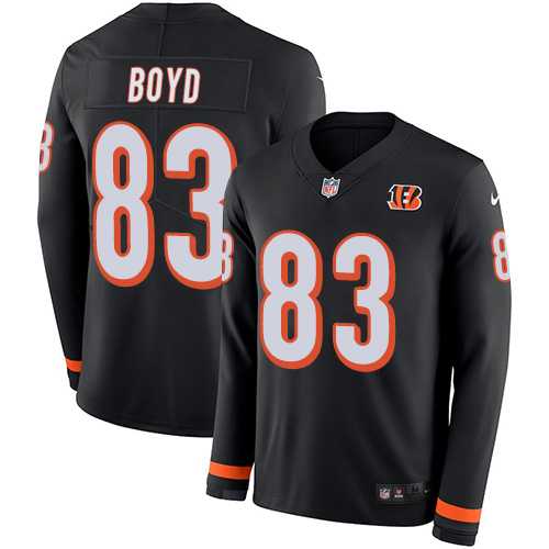 Nike Cincinnati Bengals #83 Tyler Boyd Black Team Color Men's Stitched NFL Limited Therma Long Sleeve Jersey