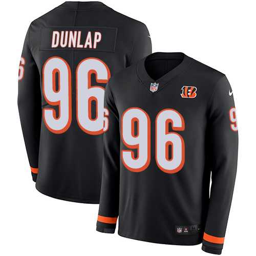 Nike Cincinnati Bengals #96 Carlos Dunlap Black Team Color Men's Stitched NFL Limited Therma Long Sleeve Jersey