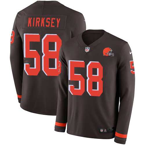 Nike Cleveland Browns #58 Christian Kirksey Brown Team Color Men's Stitched NFL Limited Therma Long Sleeve Jersey