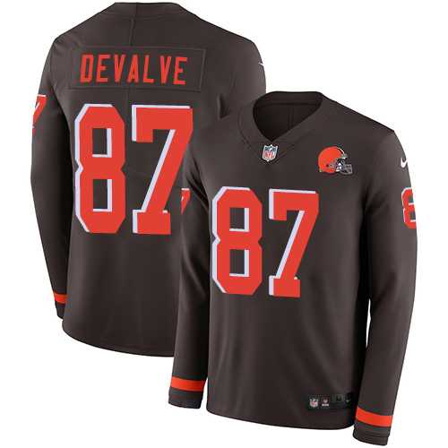 Nike Cleveland Browns #87 Seth DeValve Brown Team Color Men's Stitched NFL Limited Therma Long Sleeve Jersey