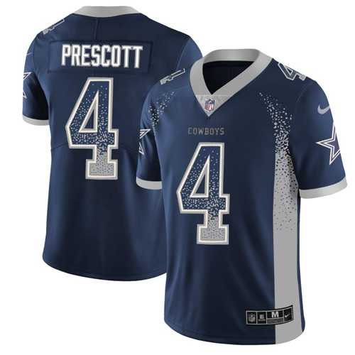 Nike Dallas Cowboys #4 Dak Prescott Navy Blue Team Color Men's Stitched NFL Limited Rush Drift Fashion Jersey