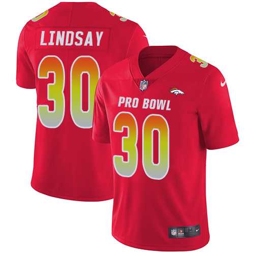 Nike Denver Broncos #30 Phillip Lindsay Red Men's Stitched NFL Limited AFC 2019 Pro Bowl Jersey