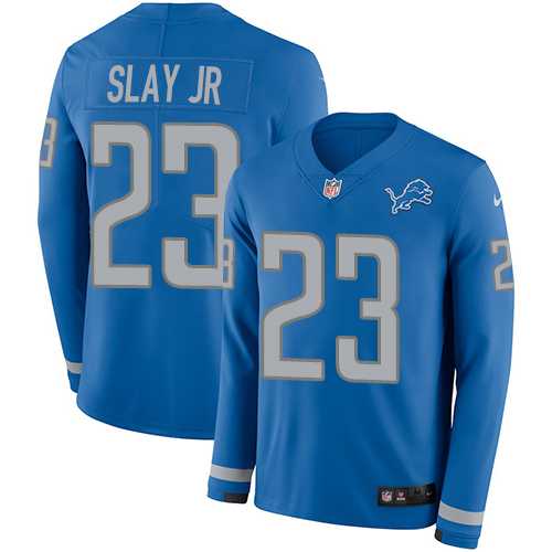 Nike Detroit Lions #23 Darius Slay Jr Blue Team Color Men's Stitched NFL Limited Therma Long Sleeve Jersey