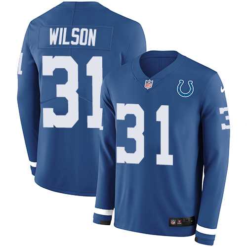 Nike Indianapolis Colts #31 Quincy Wilson Royal Blue Team Color Men's Stitched NFL Limited Therma Long Sleeve Jersey
