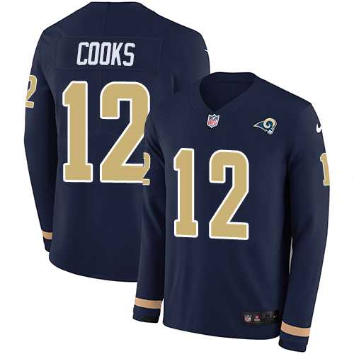 Nike Los Angeles Rams #12 Brandin Cooks Navy Blue Team Color Men's Stitched NFL Limited Therma Long Sleeve Jersey