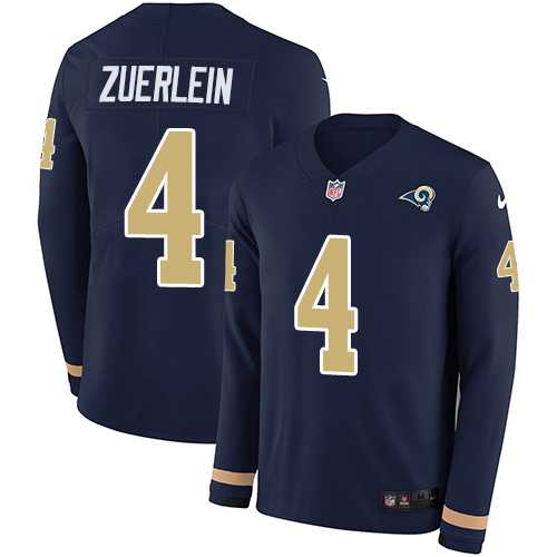 Nike Los Angeles Rams #4 Greg Zuerlein Navy Blue Team Color Men's Stitched NFL Limited Therma Long Sleeve Jersey