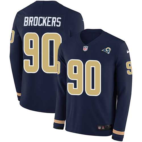 Nike Los Angeles Rams #90 Michael Brockers Navy Blue Team Color Men's Stitched NFL Limited Therma Long Sleeve Jersey