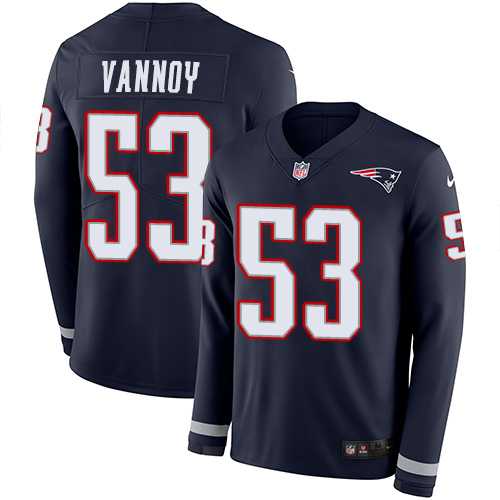 Nike New England Patriots #53 Kyle Van Noy Navy Blue Team Color Men's Stitched NFL Limited Therma Long Sleeve Jersey
