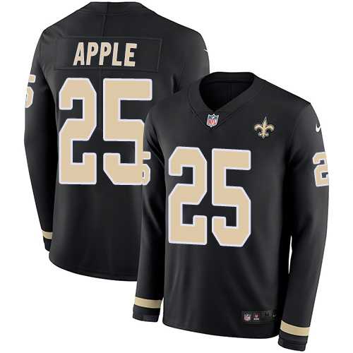 Nike New Orleans Saints #25 Eli Apple Black Team Color Men's Stitched NFL Limited Therma Long Sleeve Jersey