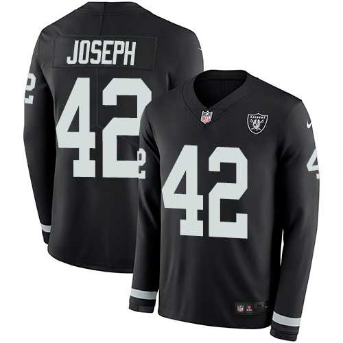 Nike Oakland Raiders #42 Karl Joseph Black Team Color Men's Stitched NFL Limited Therma Long Sleeve Jersey