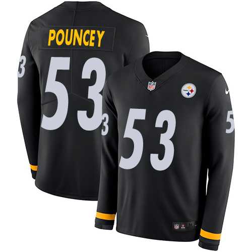 Nike Pittsburgh Steelers #53 Maurkice Pouncey Black Team Color Men's Stitched NFL Limited Therma Long Sleeve Jersey
