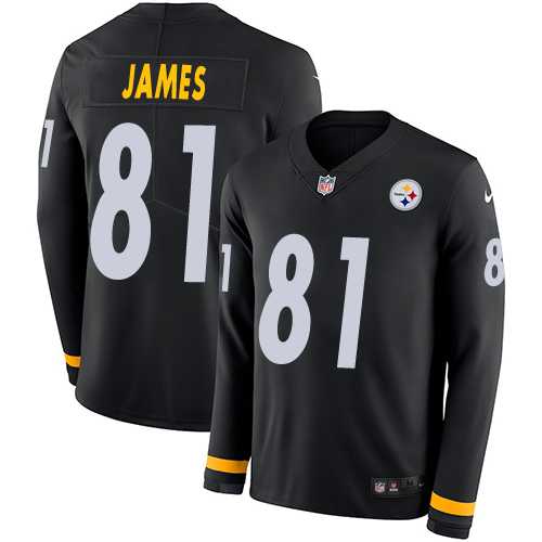 Nike Pittsburgh Steelers #81 Jesse James Black Team Color Men's Stitched NFL Limited Therma Long Sleeve Jersey