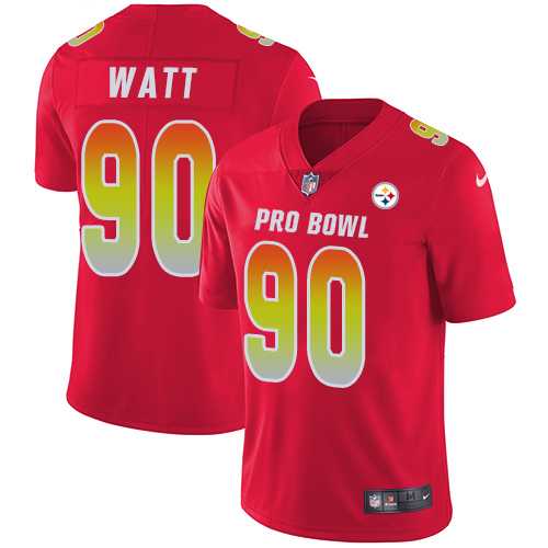 Nike Pittsburgh Steelers #90 T. J. Watt Red Men's Stitched NFL Limited AFC 2019 Pro Bowl Jersey