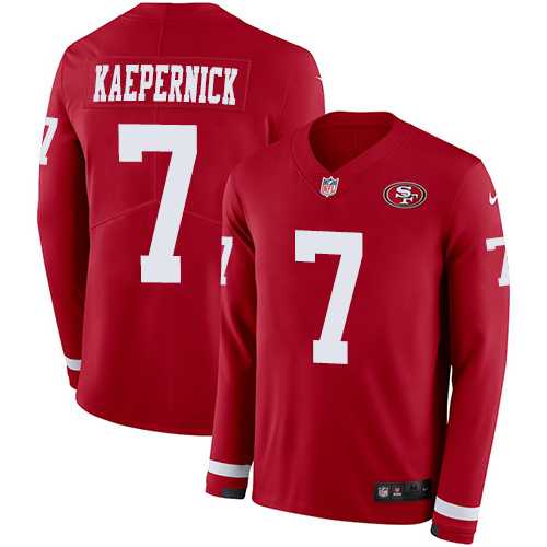 Nike San Francisco 49ers #7 Colin Kaepernick Red Team Color Men's Stitched NFL Limited Therma Long Sleeve Jersey