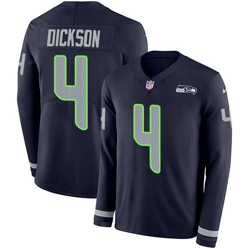 Nike Seattle Seahawks #4 Michael Dickson Steel Blue Team Color Men's Stitched NFL Limited Therma Long Sleeve Jersey