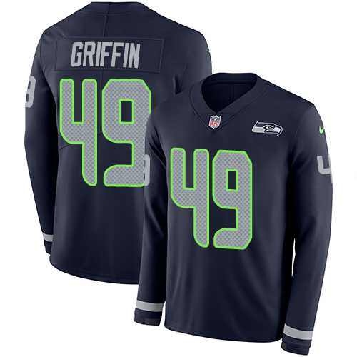 Nike Seattle Seahawks #49 Shaquem Griffin Steel Blue Team Color Men's Stitched NFL Limited Therma Long Sleeve Jersey