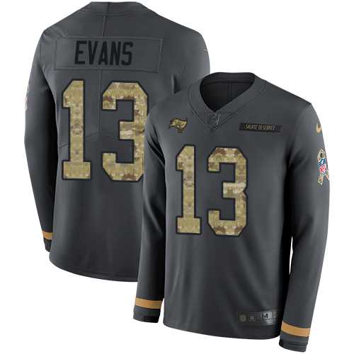 Nike Tampa Bay Buccaneers #13 Mike Evans Anthracite Salute to Service Men's Stitched NFL Limited Therma Long Sleeve Jersey