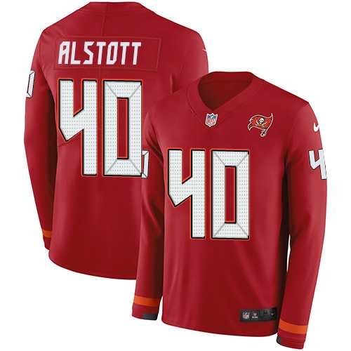 Nike Tampa Bay Buccaneers #40 Mike Alstott Red Team Color Men's Stitched NFL Limited Therma Long Sleeve Jersey