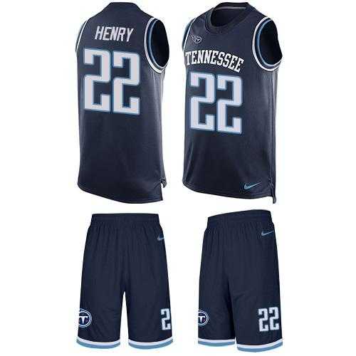 Nike Tennessee Titans #22 Derrick Henry Navy Blue Team Color Men's Stitched NFL Limited Tank Top Suit Jersey