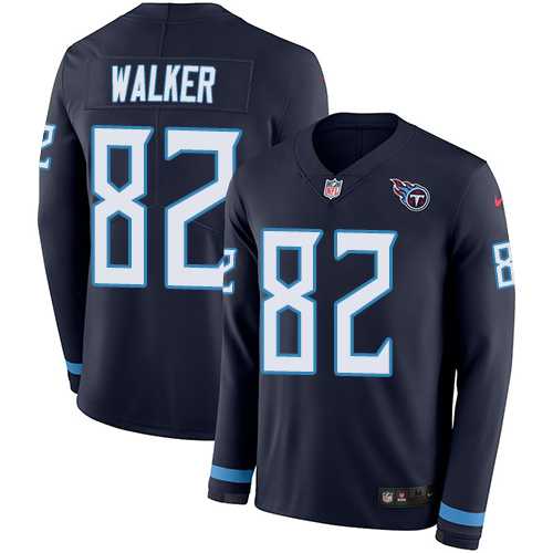 Nike Tennessee Titans #82 Delanie Walker Navy Blue Team Color Men's Stitched NFL Limited Therma Long Sleeve Jersey
