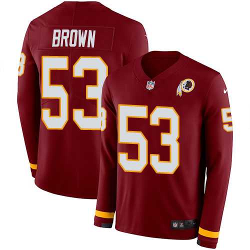 Nike Washington Redskins #53 Zach Brown Burgundy Red Team Color Men's Stitched NFL Limited Therma Long Sleeve Jersey