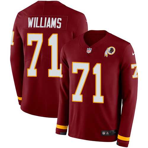 Nike Washington Redskins #71 Trent Williams Burgundy Red Team Color Men's Stitched NFL Limited Therma Long Sleeve Jersey