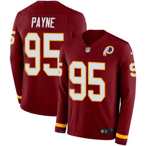 Nike Washington Redskins #95 Da'Ron Payne Burgundy Red Team Color Men's Stitched NFL Limited Therma Long Sleeve Jersey