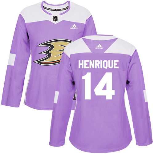 Women's Adidas Anaheim Ducks #14 Adam Henrique Purple Authentic Fights Cancer Stitched NHL Jersey