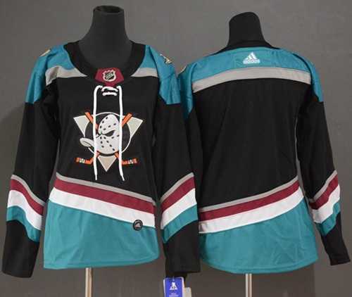 Women's Adidas Anaheim Ducks Blank Black Teal Alternate Authentic Stitched NHL Jersey