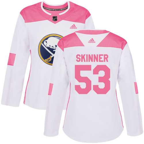 Women's Adidas Buffalo Sabres #53 Jeff Skinner White Pink Authentic Fashion Stitched NHL Jersey