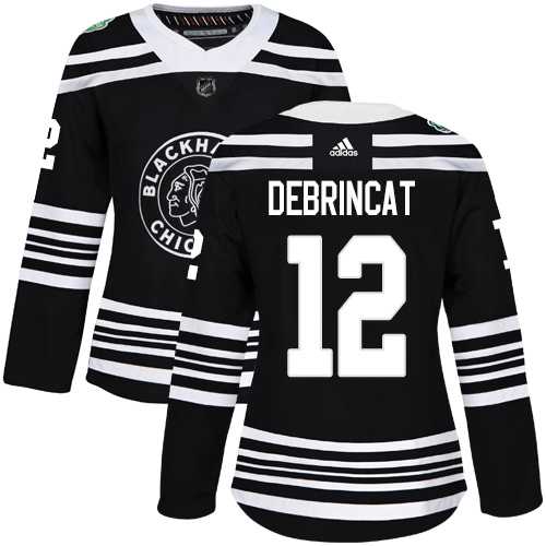 Women's Adidas Chicago Blackhawks #12 Alex DeBrincat Black Authentic 2019 Winter Classic Stitched NHL Jersey