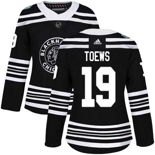 Women's Adidas Chicago Blackhawks #19 Jonathan Toews Black Authentic 2019 Winter Classic Stitched NHL Jersey