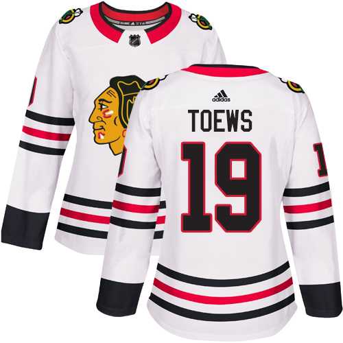 Women's Adidas Chicago Blackhawks #19 Jonathan Toews White Road Authentic Stitched NHL Jersey