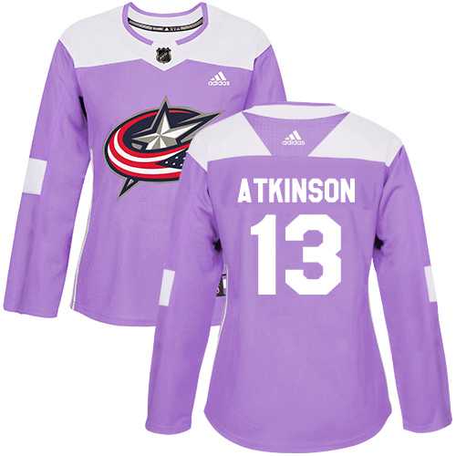 Women's Adidas Columbus Blue Jackets #13 Cam Atkinson Purple Authentic Fights Cancer Stitched NHL Jersey