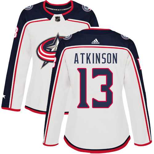 Women's Adidas Columbus Blue Jackets #13 Cam Atkinson White Road Authentic Stitched NHL Jersey