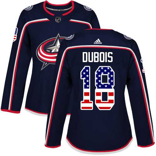 Women's Adidas Columbus Blue Jackets #18 Pierre-Luc Dubois Navy Blue Home Authentic USA Flag Stitched NHL Jersey
