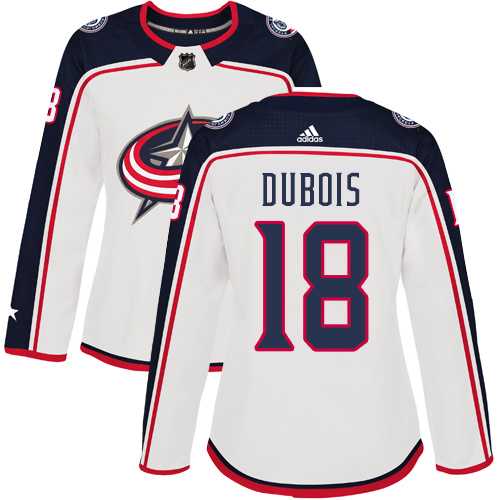 Women's Adidas Columbus Blue Jackets #18 Pierre-Luc Dubois White Road Authentic Stitched NHL Jersey