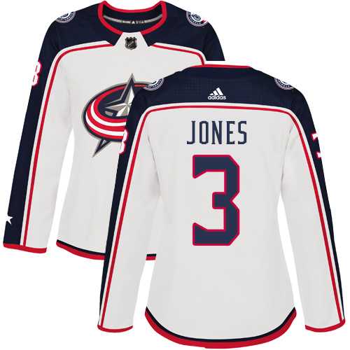Women's Adidas Columbus Blue Jackets #3 Seth Jones White Road Authentic Stitched NHL Jersey