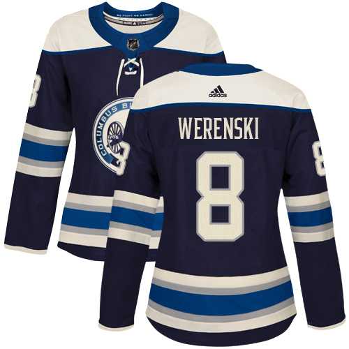 Women's Adidas Columbus Blue Jackets #8 Zach Werenski Navy Alternate Authentic Stitched NHL Jersey