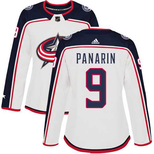 Women's Adidas Columbus Blue Jackets #9 Artemi Panarin White Road Authentic Stitched NHL Jersey