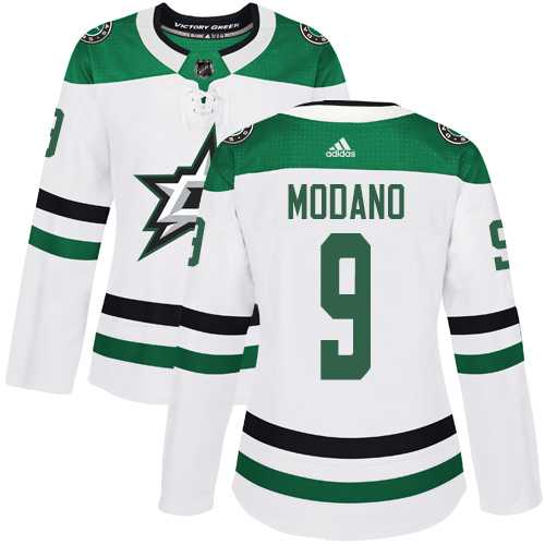 Women's Adidas Dallas Stars #9 Mike Modano White Road Authentic Stitched NHL Jersey