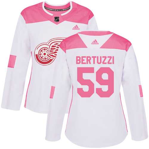 Women's Adidas Detroit Red Wings #59 Tyler Bertuzzi White Pink Authentic Fashion Stitched NHL Jersey