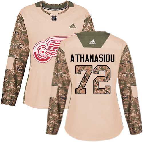 Women's Adidas Detroit Red Wings #72 Andreas Athanasiou Camo Authentic 2017 Veterans Day Stitched NHL Jersey